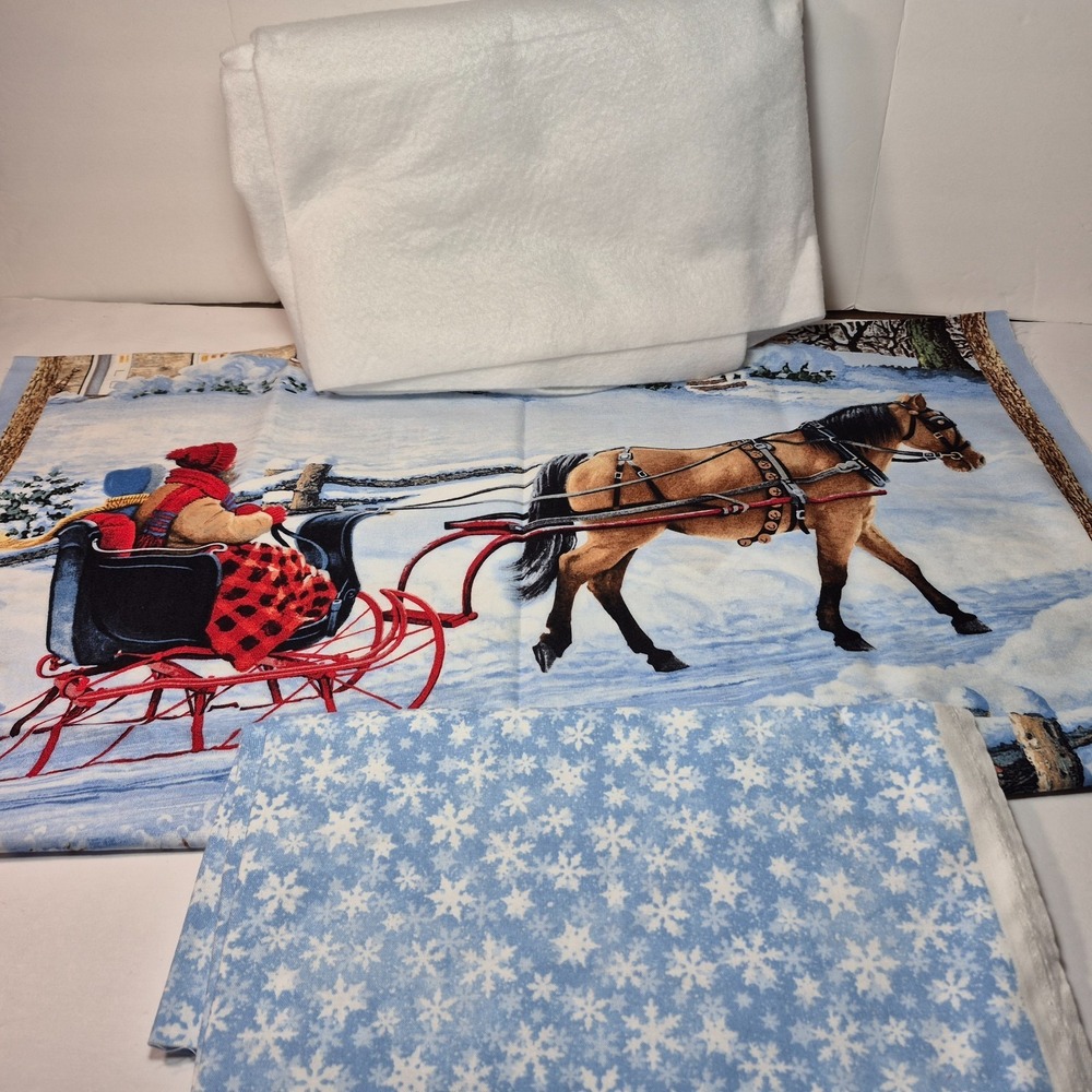 "Sleigh Ride" Kit Christmas Fabric Panel 24 X 44 Plus Backing and Batting